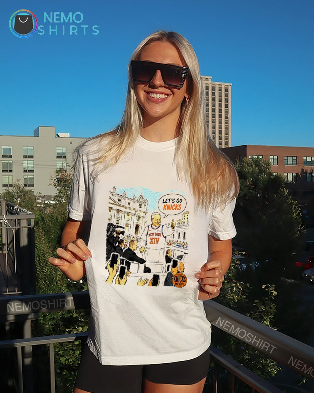 Pope Leo XIV let’s go New York Knicks shirt
