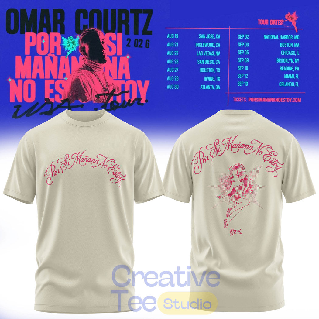 Omar Courtz Por Si Manana No Estoy Retro Angel Script Statement Tee