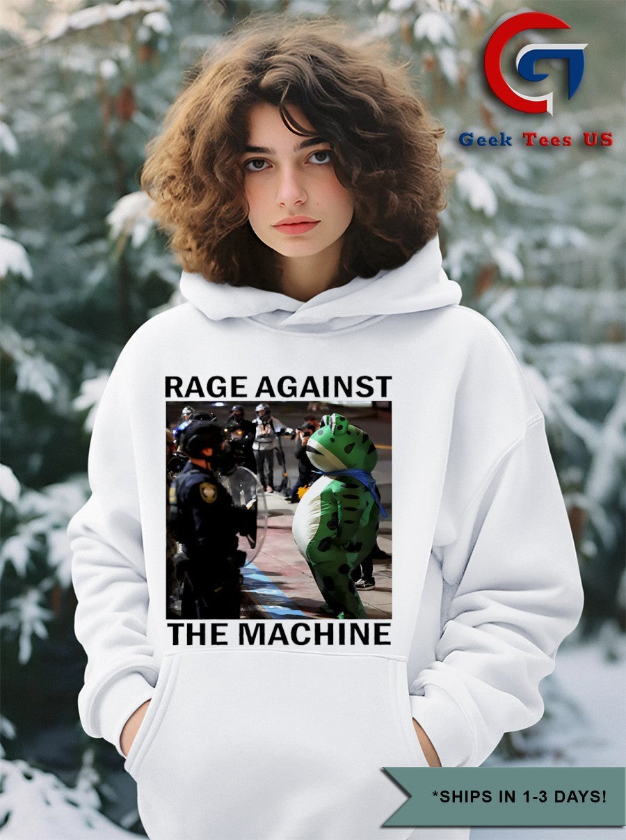 Portland Frog costume Rage Against the Machine photo shirt