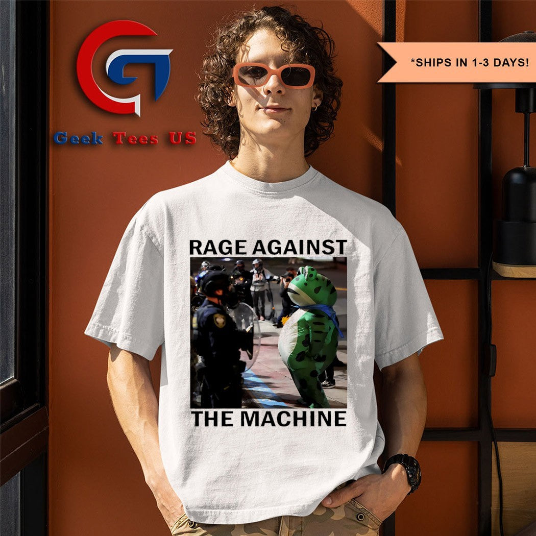 Portland Frog costume Rage Against the Machine photo shirt