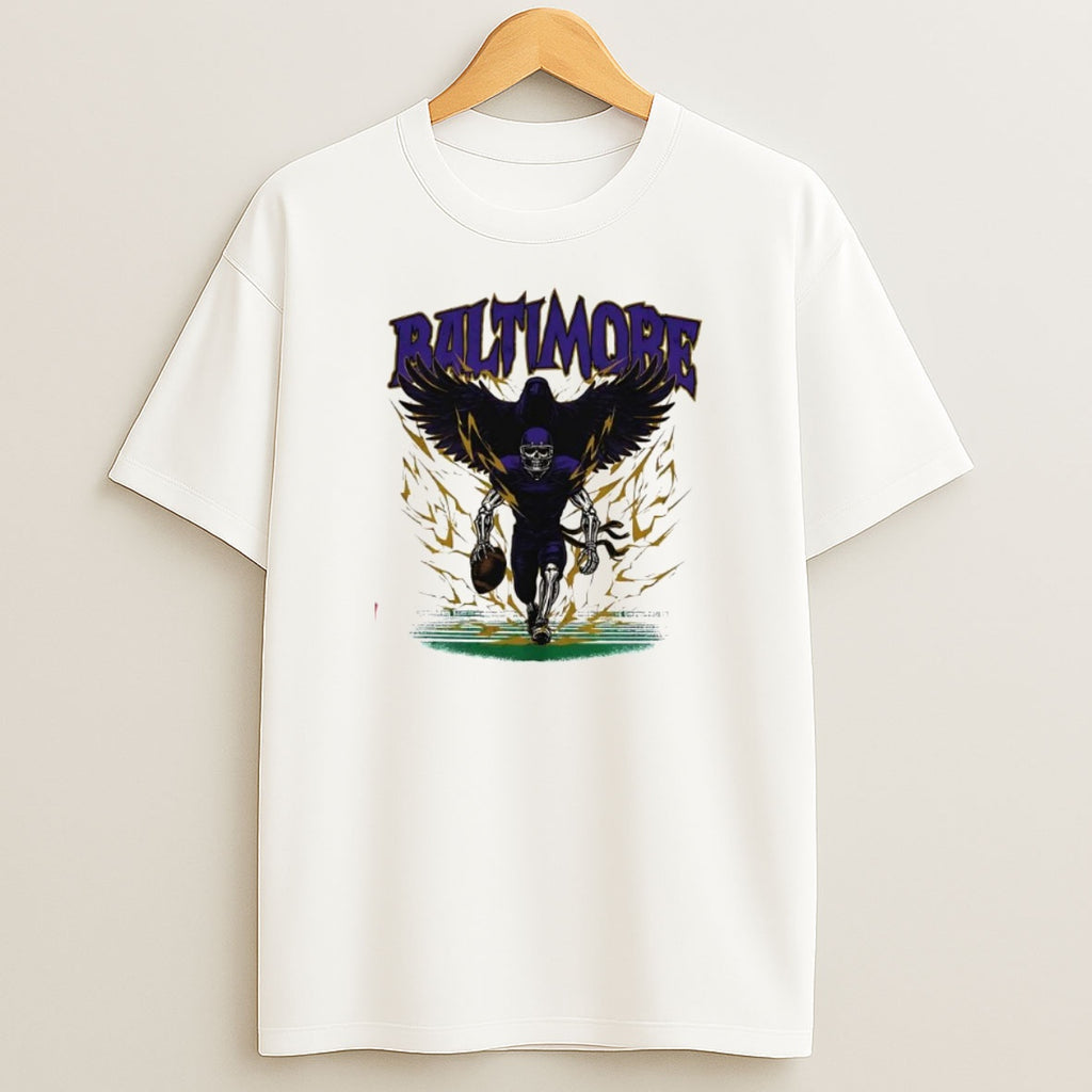 Premium Baltimore Football Skeleton Running Player Sweatshirt Tee