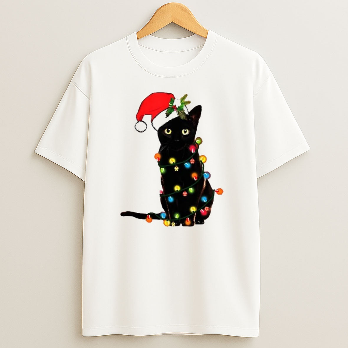 Premium Black Cat Lightning Christmas Sweatshirt Tee