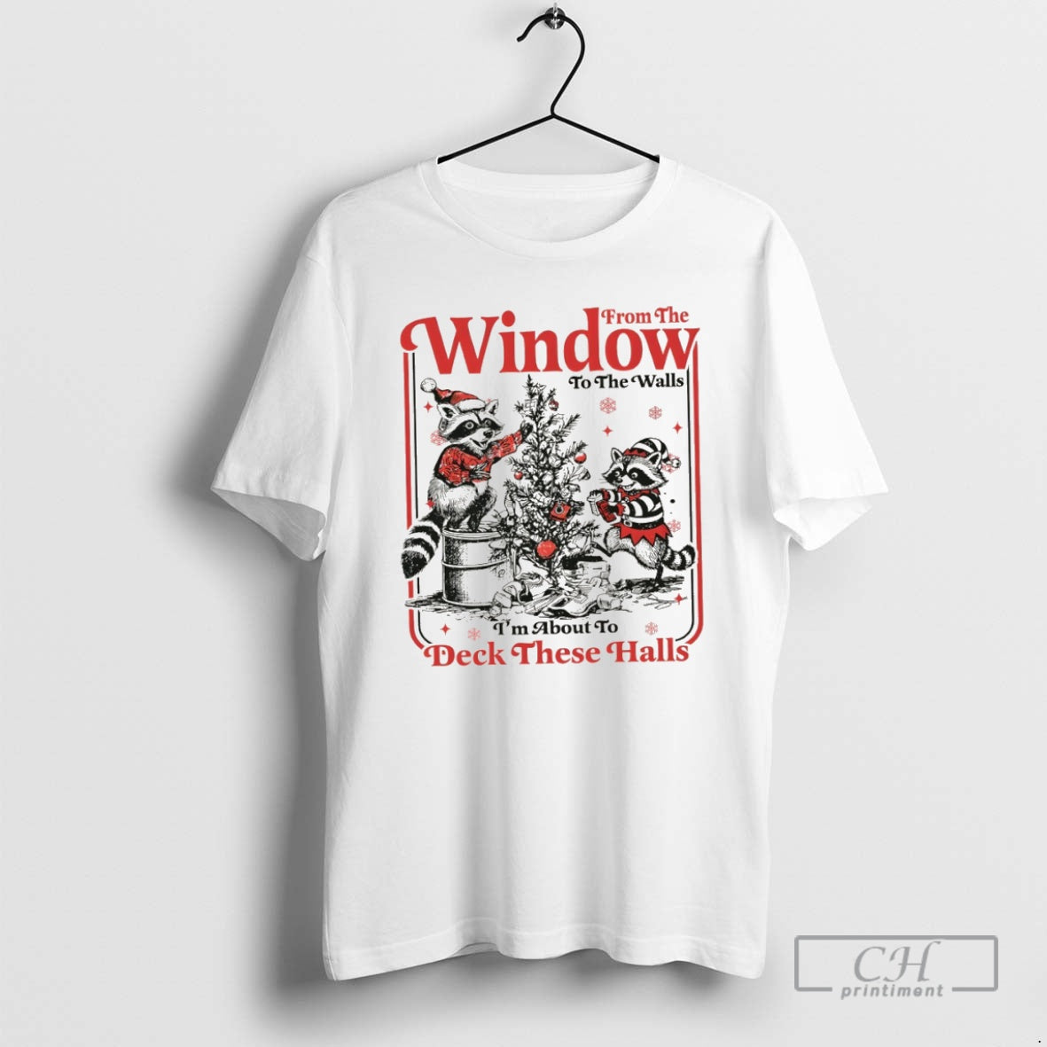Premium From The Windows To The Walls Funny Raccoon Christmas Shirt Sweater