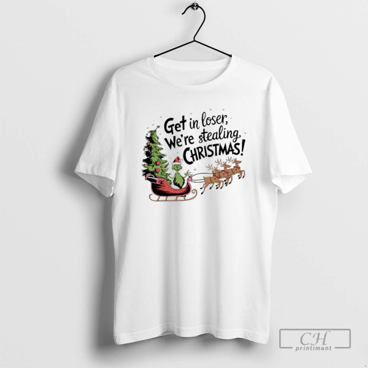 Premium Grinch Santa Get In Loser Were Stealing Christmas Ornaments Shirt Sweater