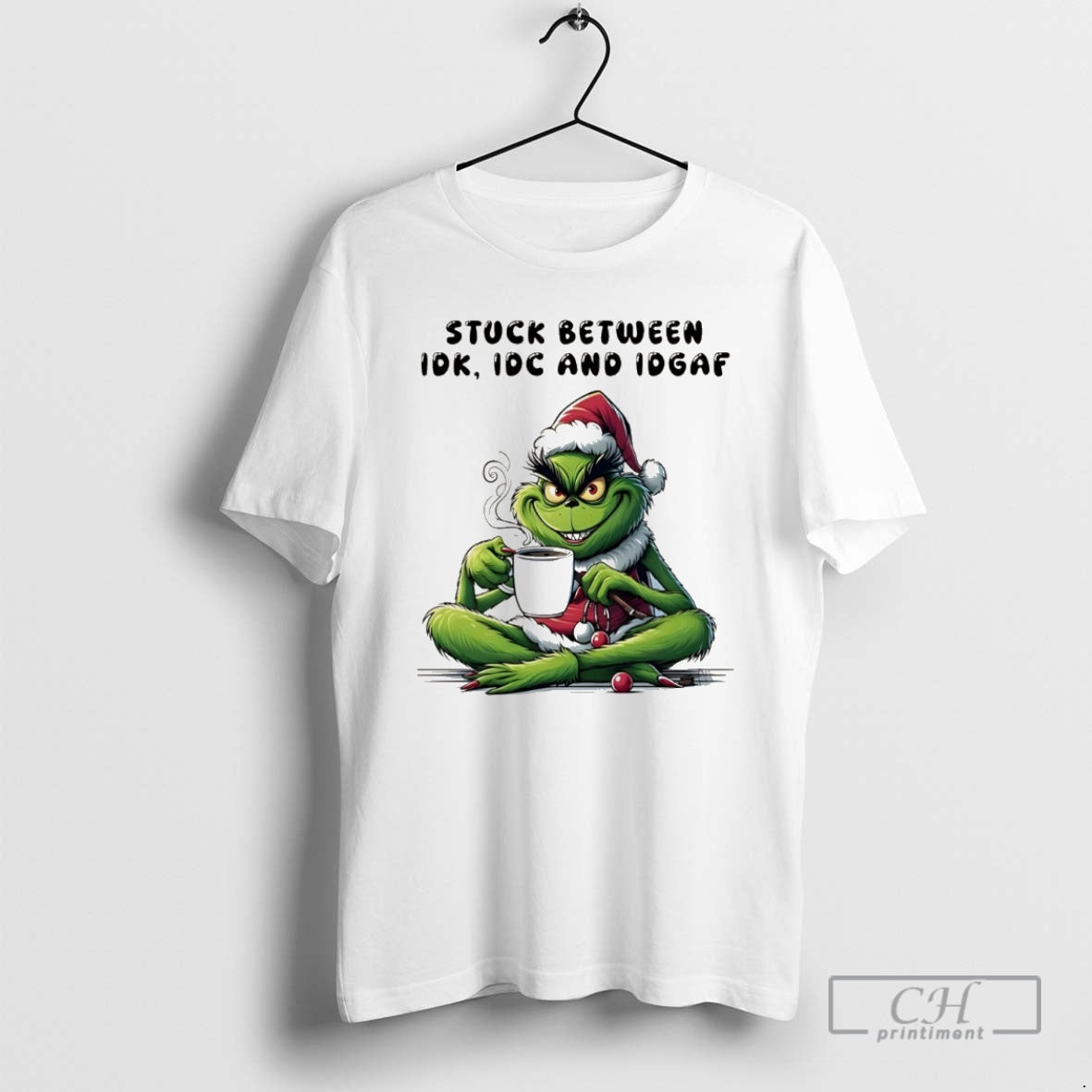 Premium Grinch Stuck Between Idk Idc And Idgaf Christmas Christmas Shirt Sweater