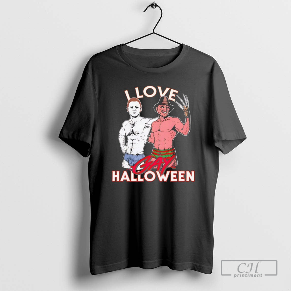 Premium Michael Myers And Freddy Krueger I Love Gay Halloween Shirt Sweater
