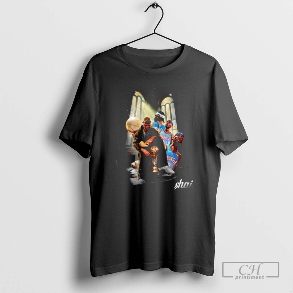 Premium Oklahoma City Thunder Shai Gilgeous Alexander Oil Painting Retro Number Graphic Shirt Sweater