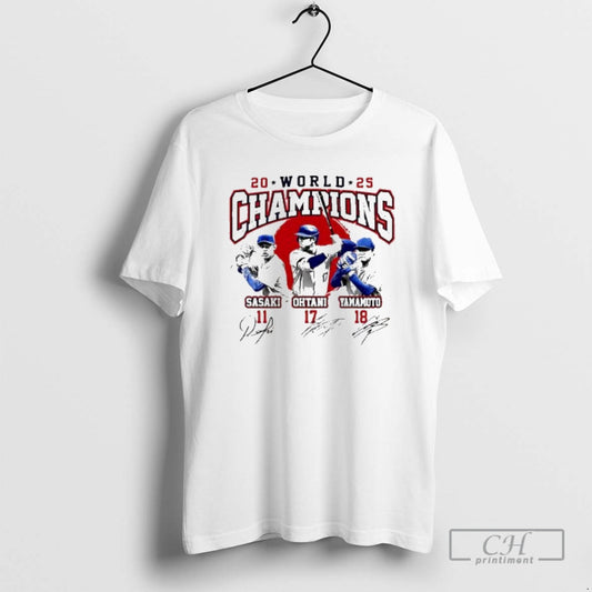 Premium Roki Sasaki Shohei Ohtani And Yoshinobu Yamamoto Dodgers World Champions 2025 Signature Shirt Sweater