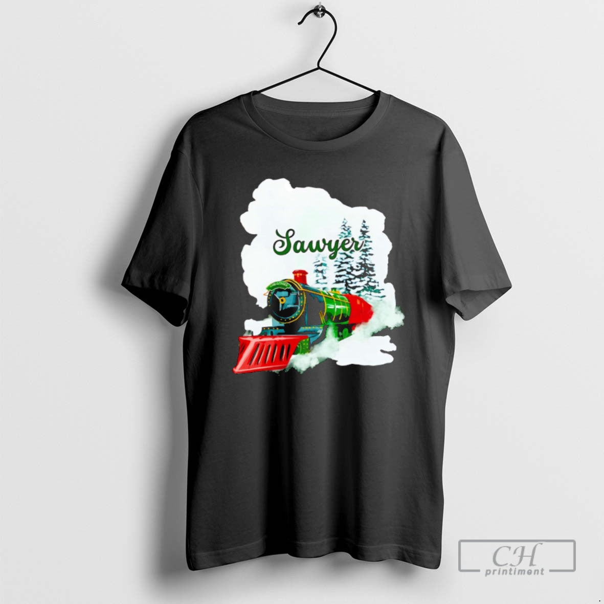 Premium Sawyer Watercolor Christmas Train Shirt Sweater