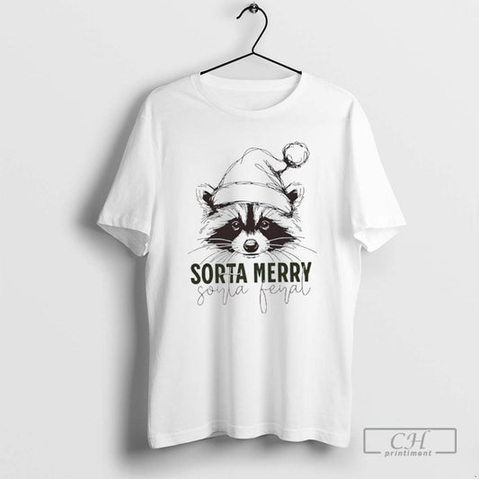 Premium Sorta Merry Sorta Feral Raccoon Christmas Shirt Sweater