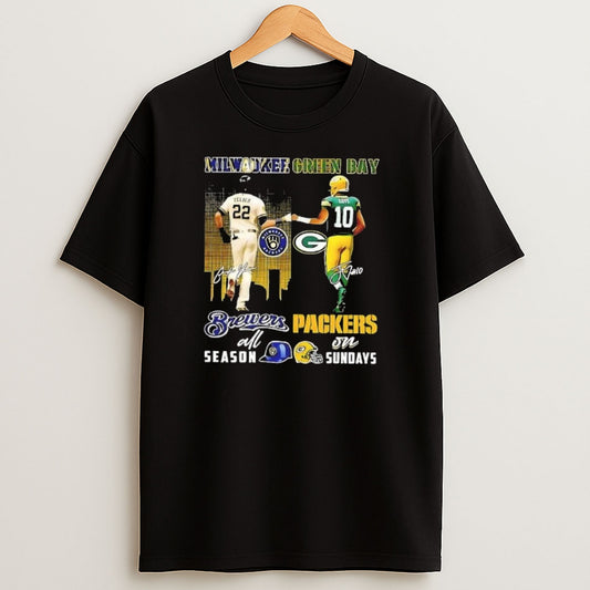 Premium Yelich Milwaukee Brewers All Season X Love Green Bay Packers On Sundays Skyline