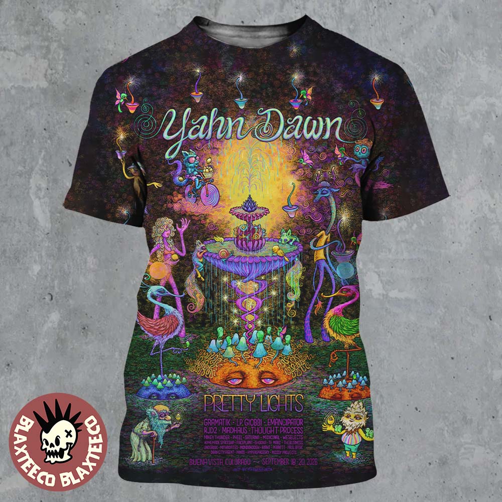 Pretty Lights Yahn Dawn 2026 Festival Merch Poster Buena Vista Colorado On September 18-20 2026 All Over Print Shirt