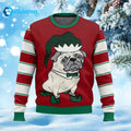 Pug Elf Christmas Ugly Sweater