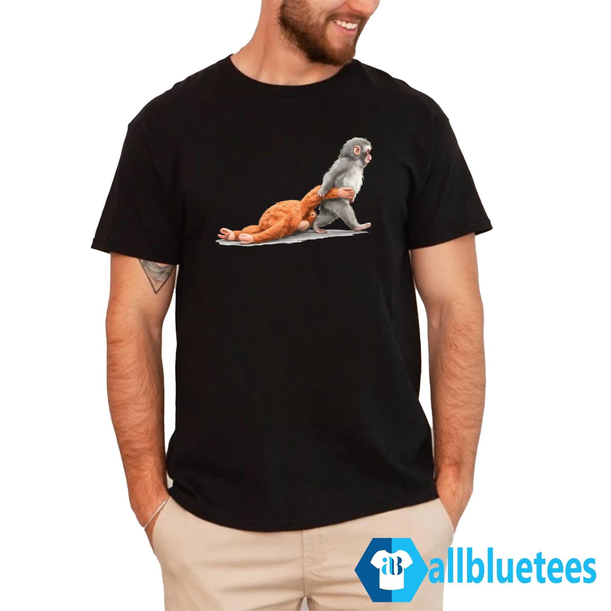 Punch Baby Monkey Holding Plush Toy Shirt