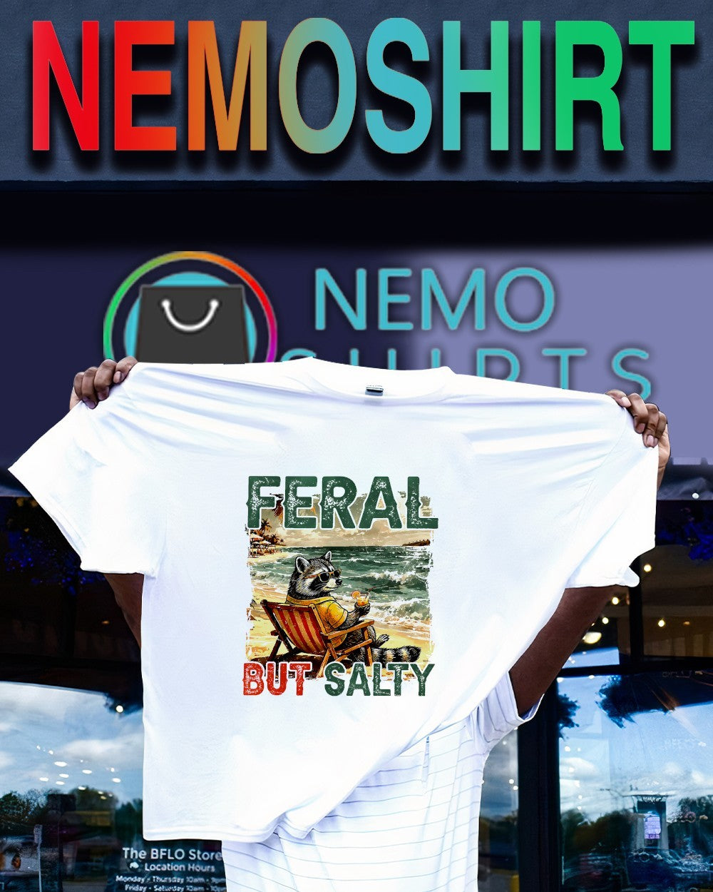 Raccoon feral but salty summer shirt