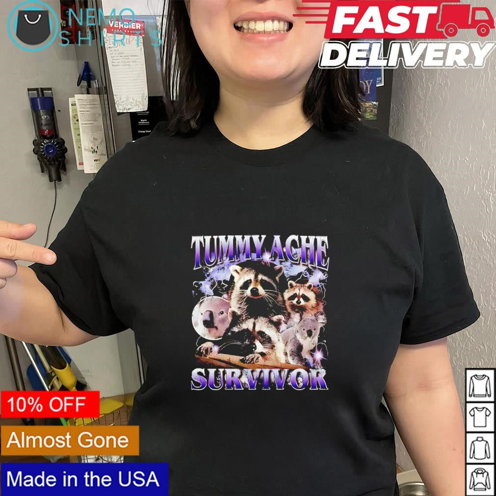 Raccoons and koalas tummy ache survivor banter graphic shirt