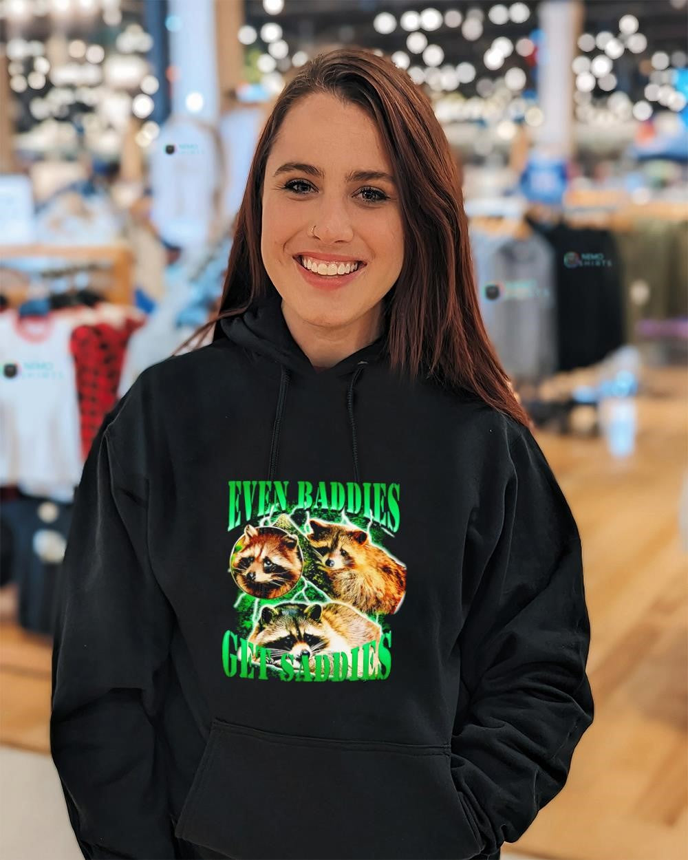 Raccoons even baddies get saddies graphic shirt