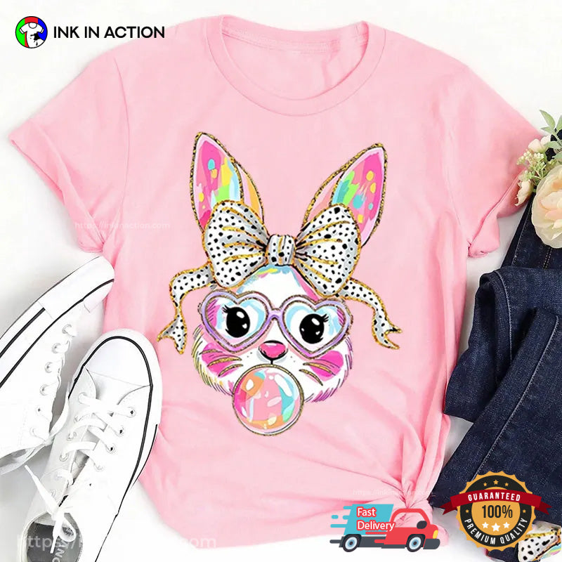 Rainbow Easter Bunny Sunglasses Adorable T-shirt