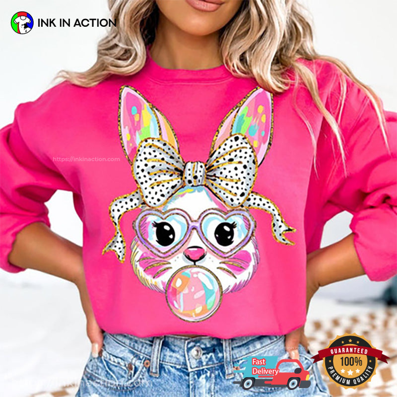 Rainbow Easter Bunny Sunglasses Adorable T-shirt
