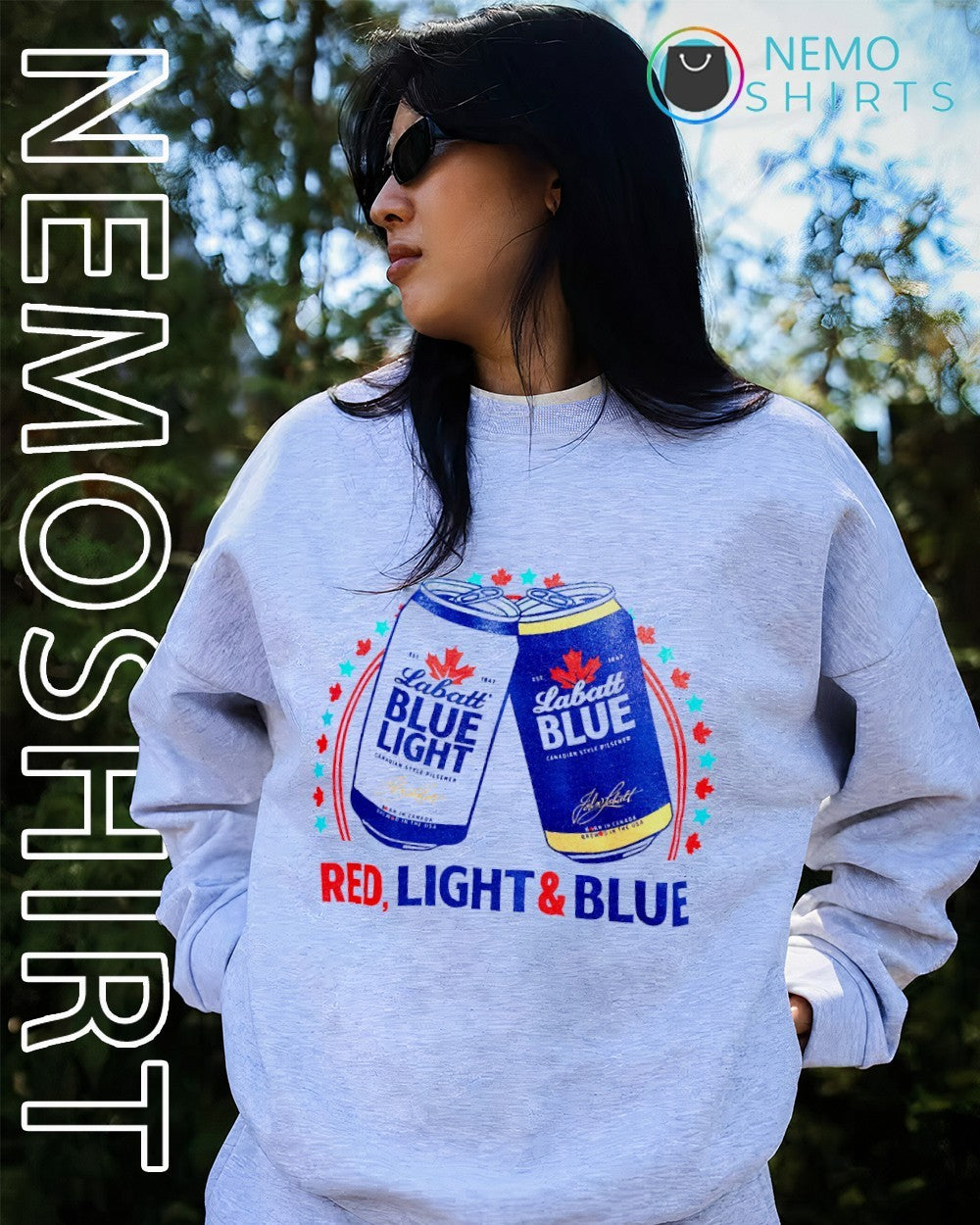 Red light blue Labatt Blue Light beer shirt