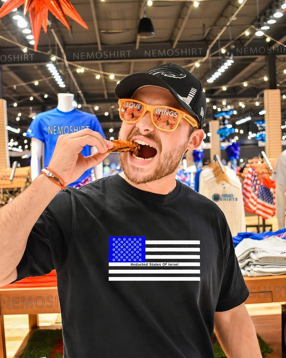 Redacted States of Israel United States flag shirt