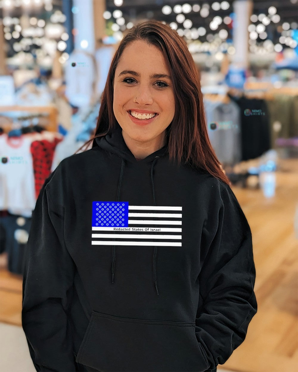 Redacted States of Israel United States flag shirt