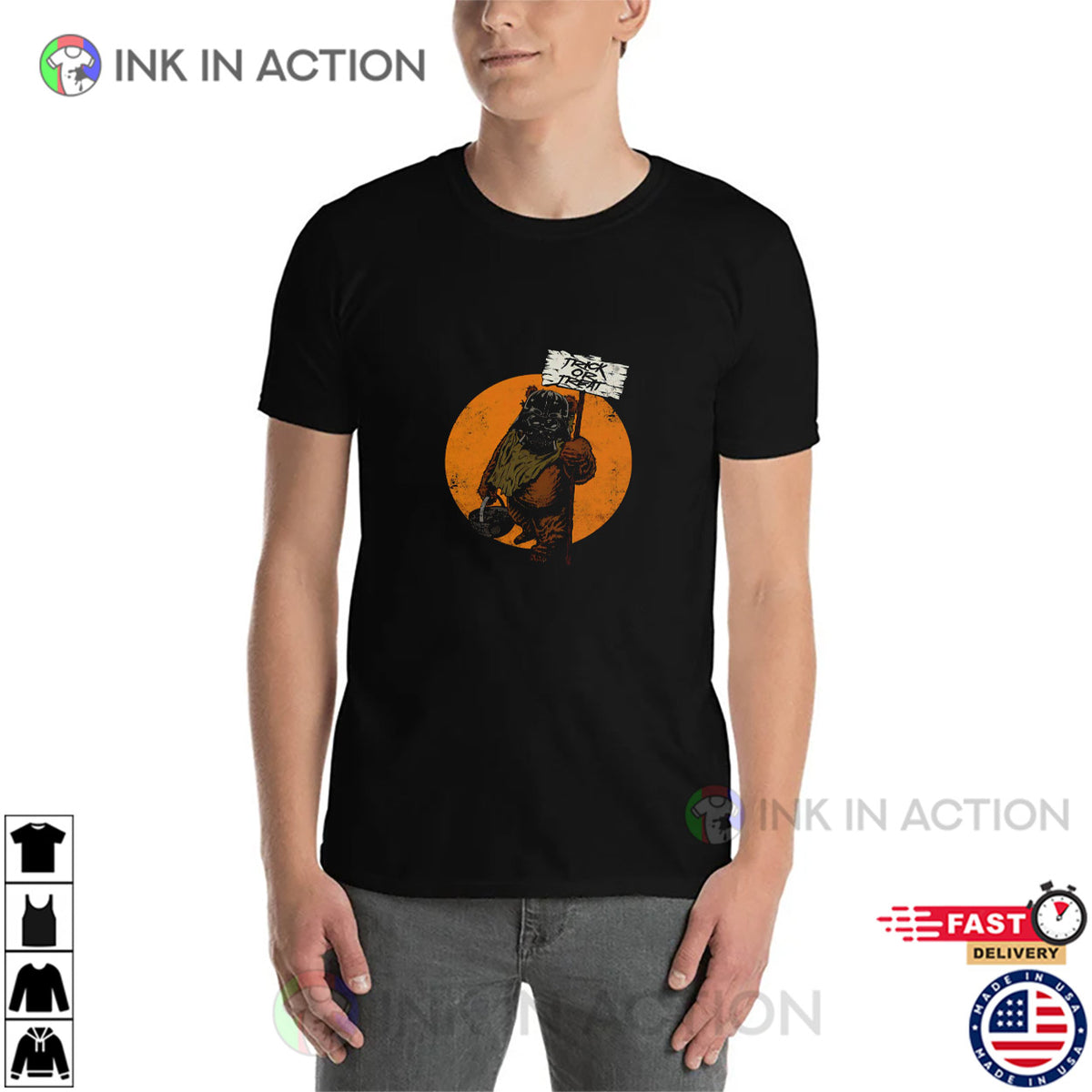 Retro 90s Ewok Trick Or Treat Darth Vader T-shirt