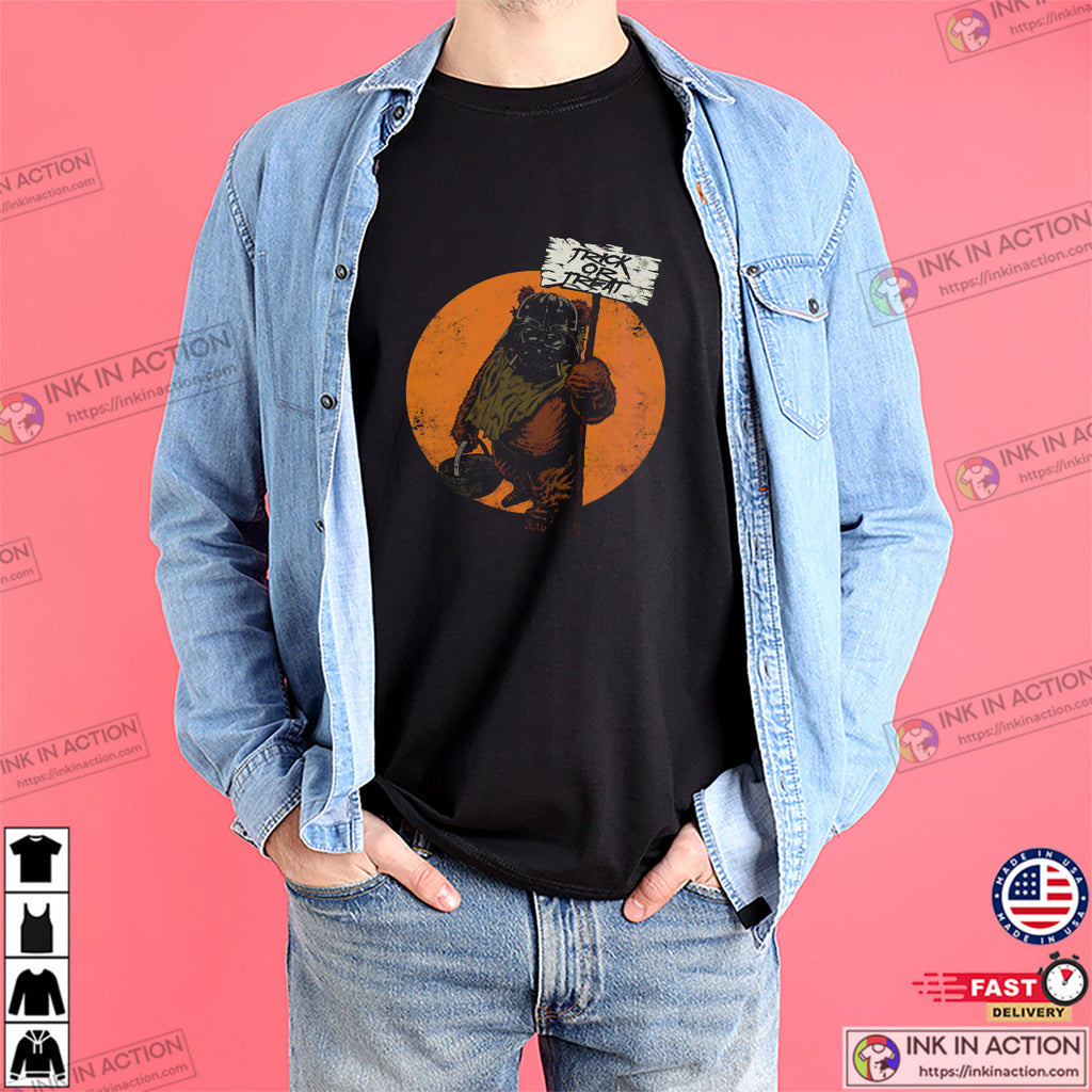Retro 90s Ewok Trick Or Treat Darth Vader T-shirt