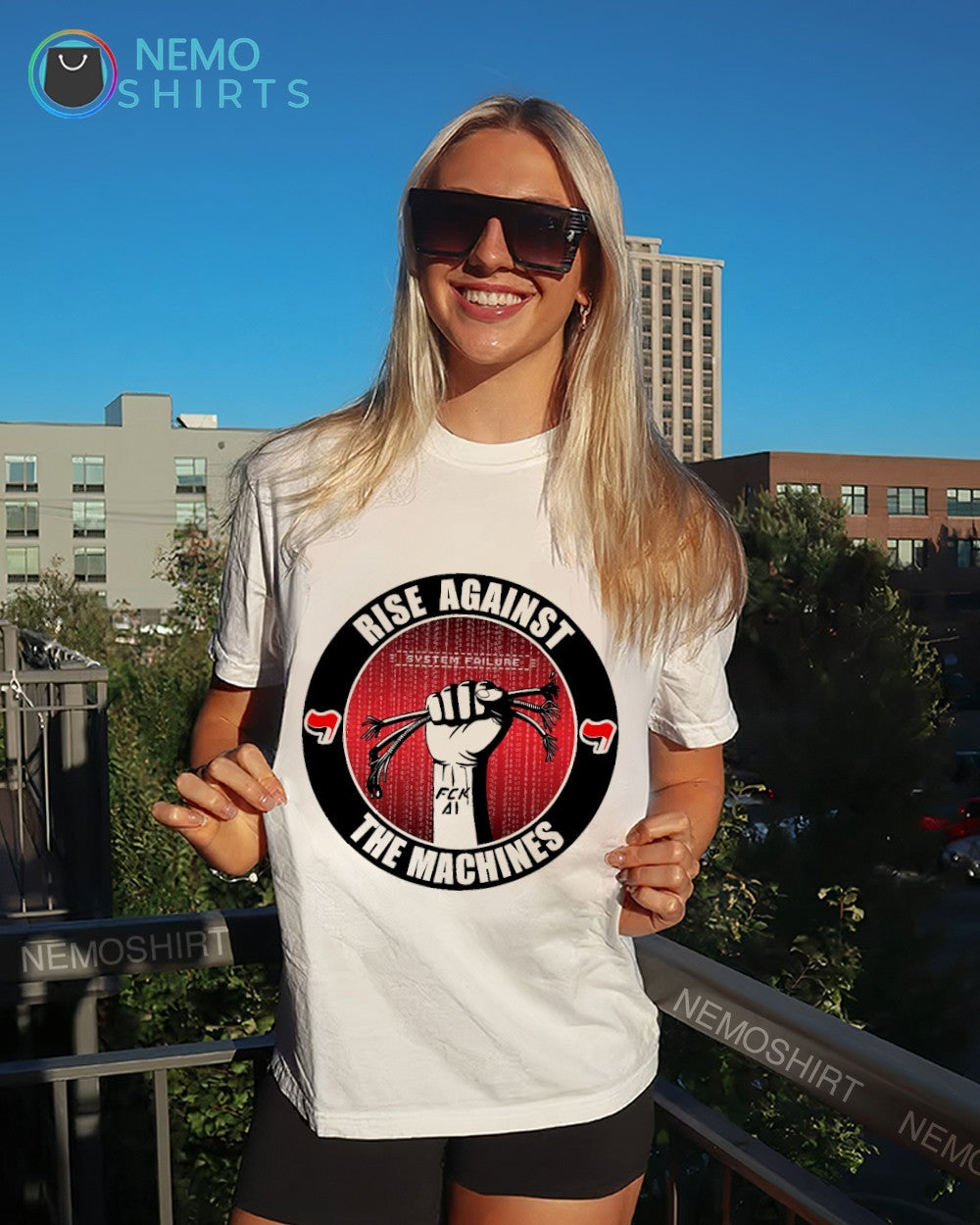 Rise against the machines system failure fck AI shirt