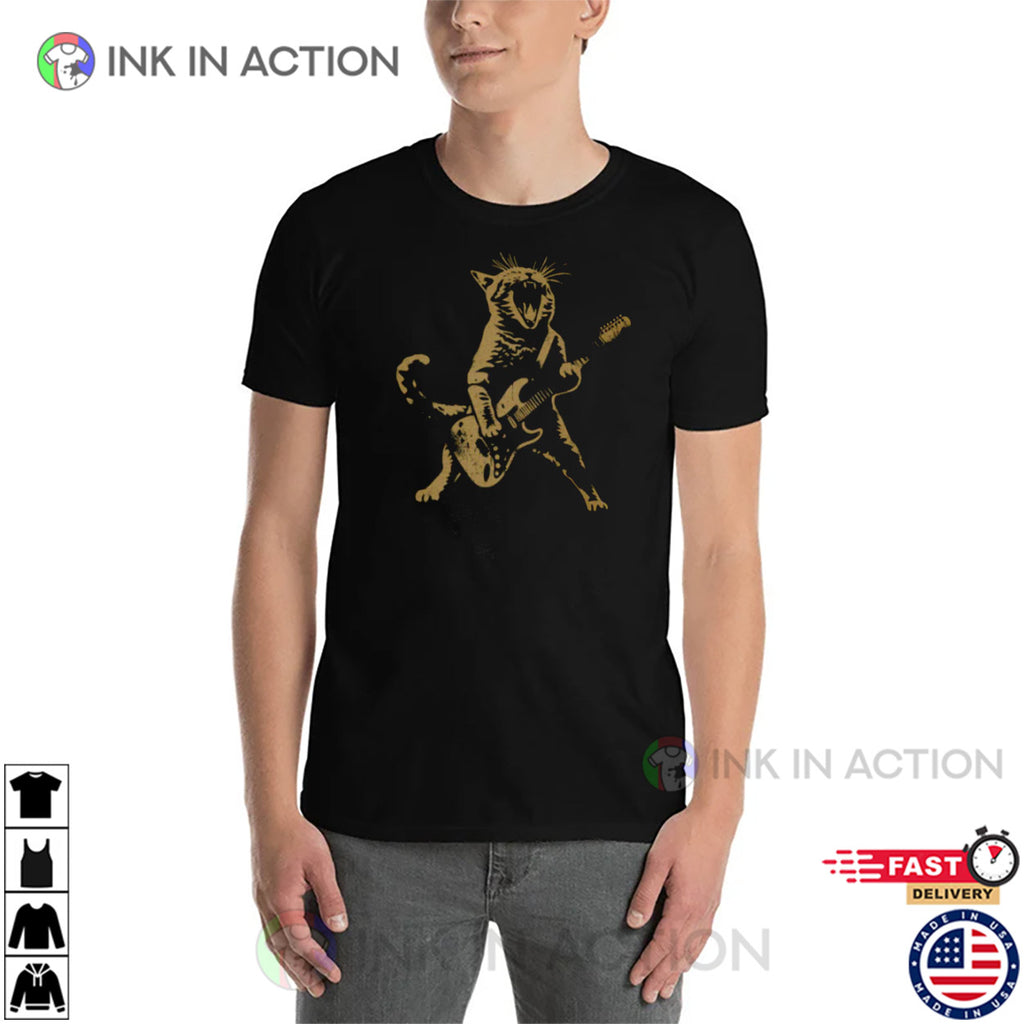 Rock Cat Playing Guitar Cool Cat Shirt