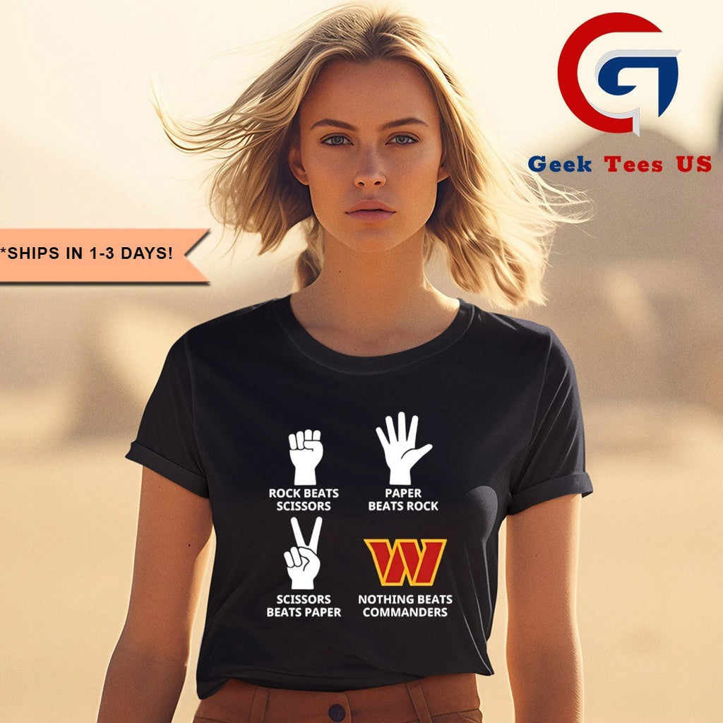 Rock Paper Scissors nothing beats Washington Commanders 2025 logo shirt