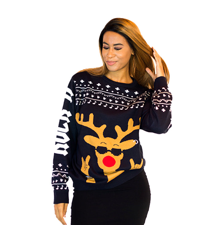 Rockin’ Rudolph Ugly Christmas Sweater Womens