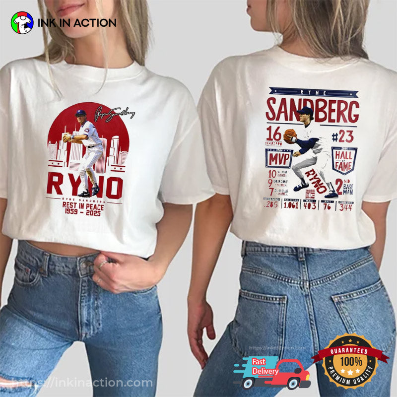 Ryno Ryne Sandberg Rest In Peace 2-sided T-shirt