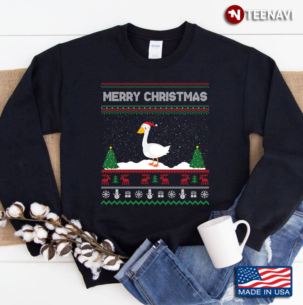 Duck Ugly Christmas Sweater Funny Santa Duck Christmas Gifts Sweatshirt