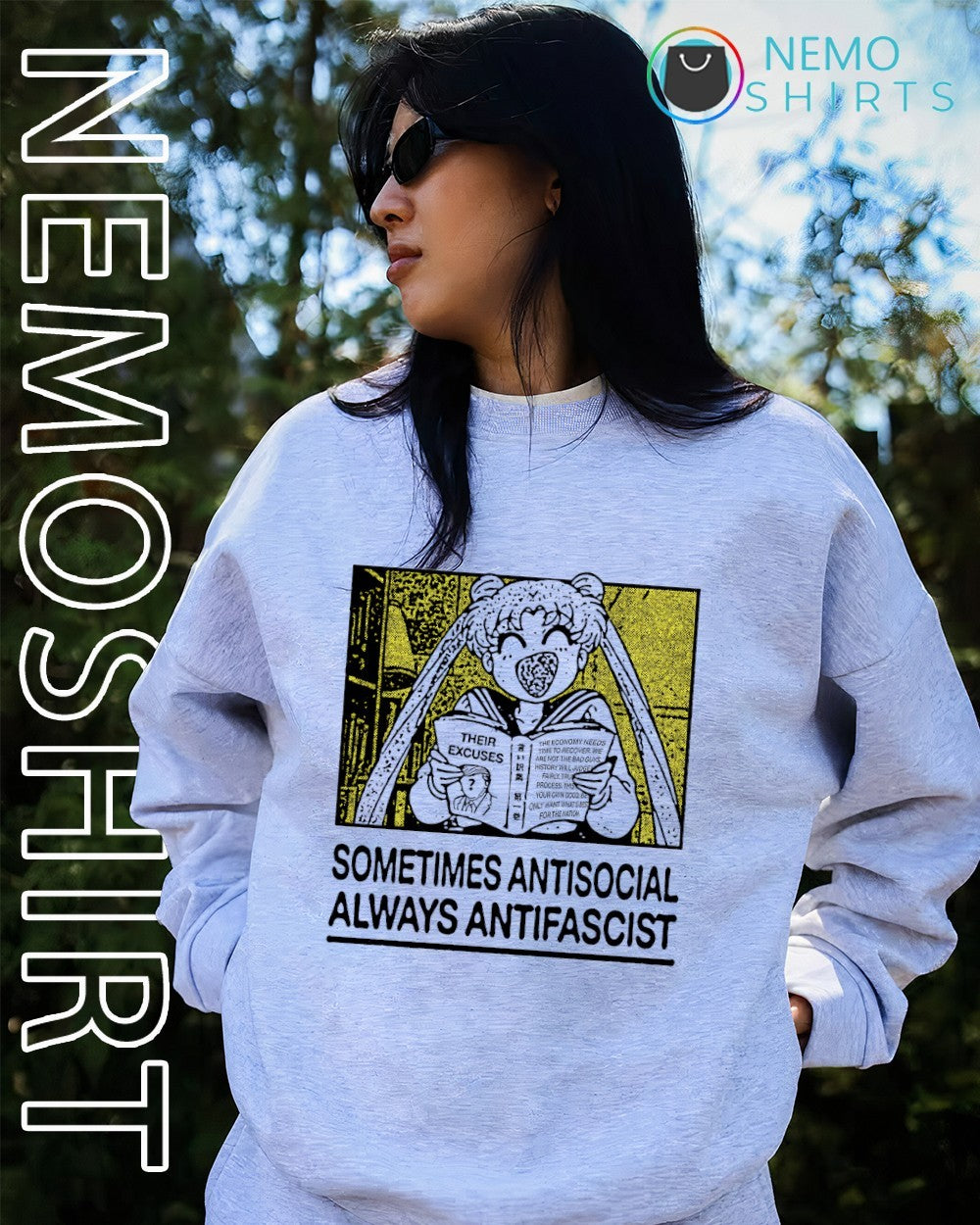 Sailor Moon Their Excuses Trump sometimes antisocial always antifascist shirt