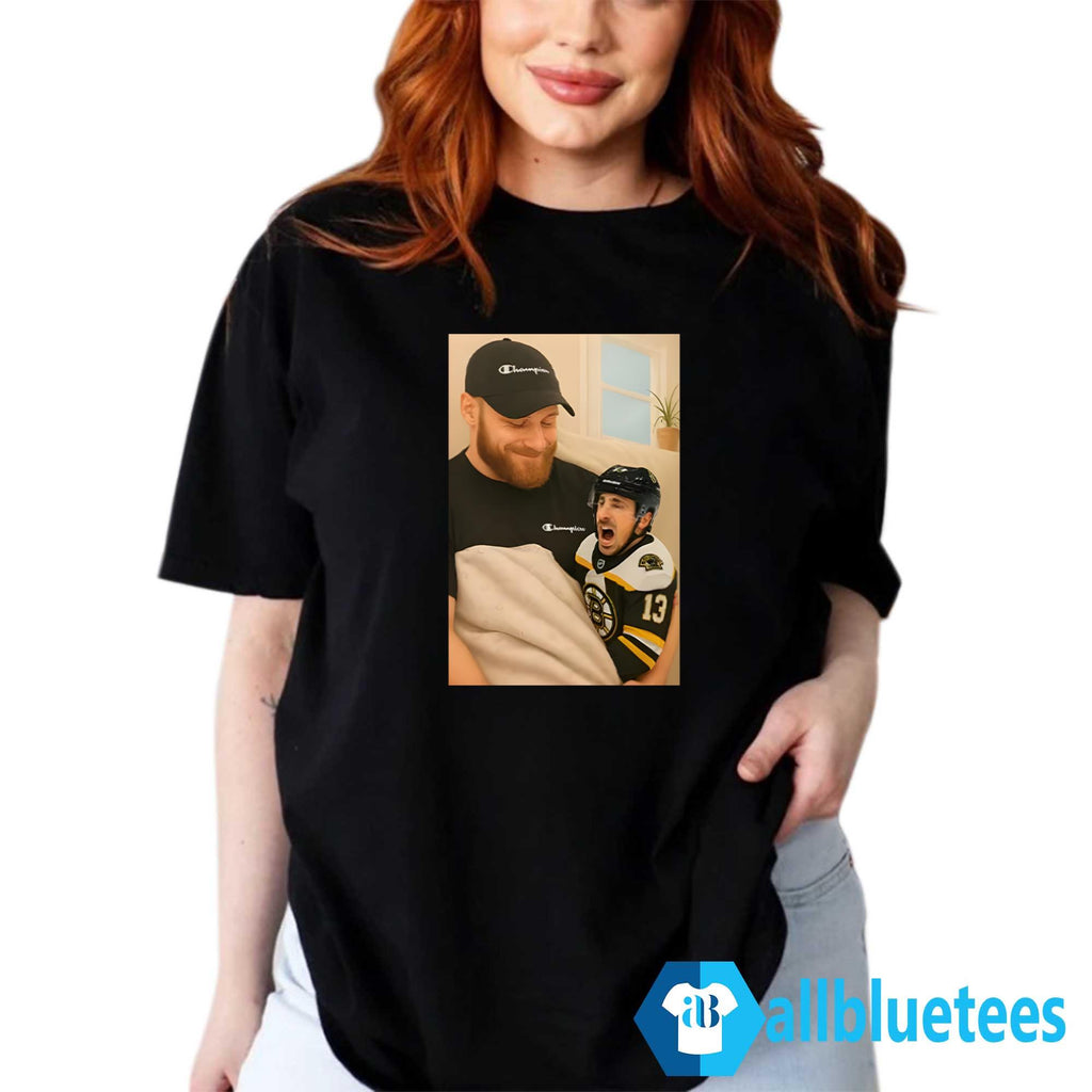 Sam Bennett Holding A Crying Marchand Shirt