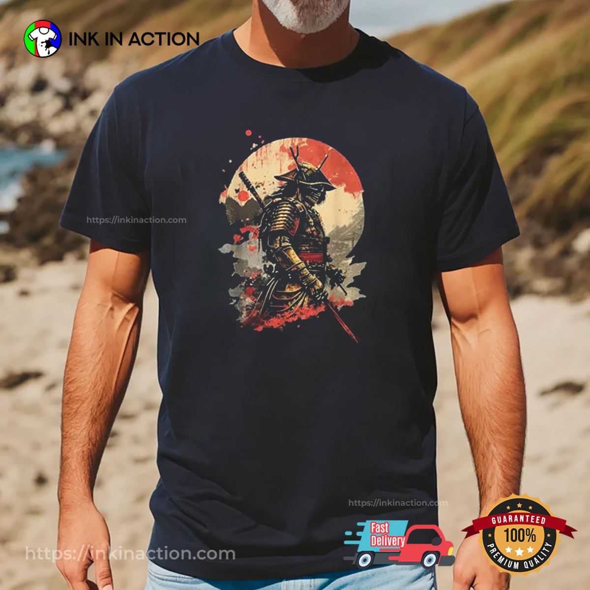 Samurai Warrior Armor Katana Sword Japan Art T-shirt