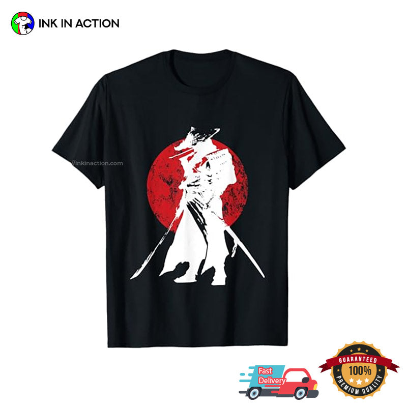 Samurai Warrior Sword Bloody Moon Retro Japanese T-shirt
