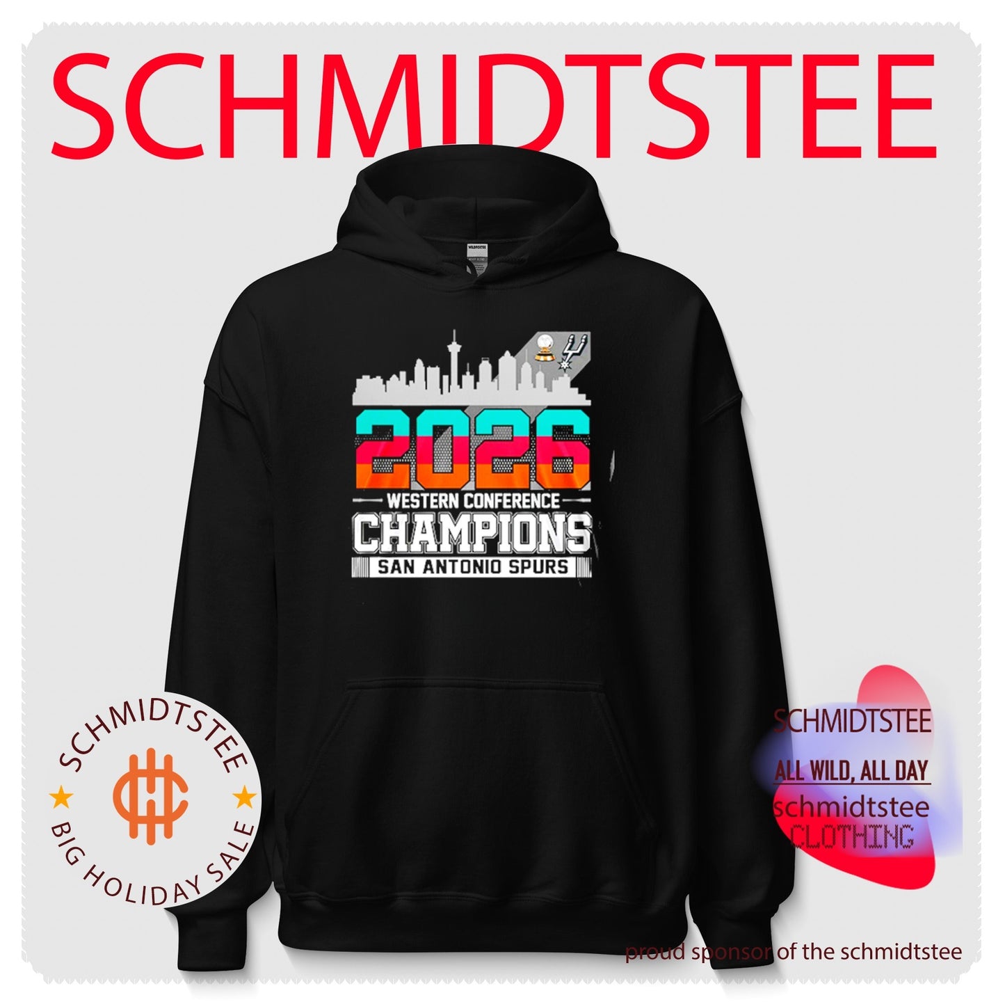 San Antonio Spurs Basketball Western Conference Champions 2026 skyline shirt