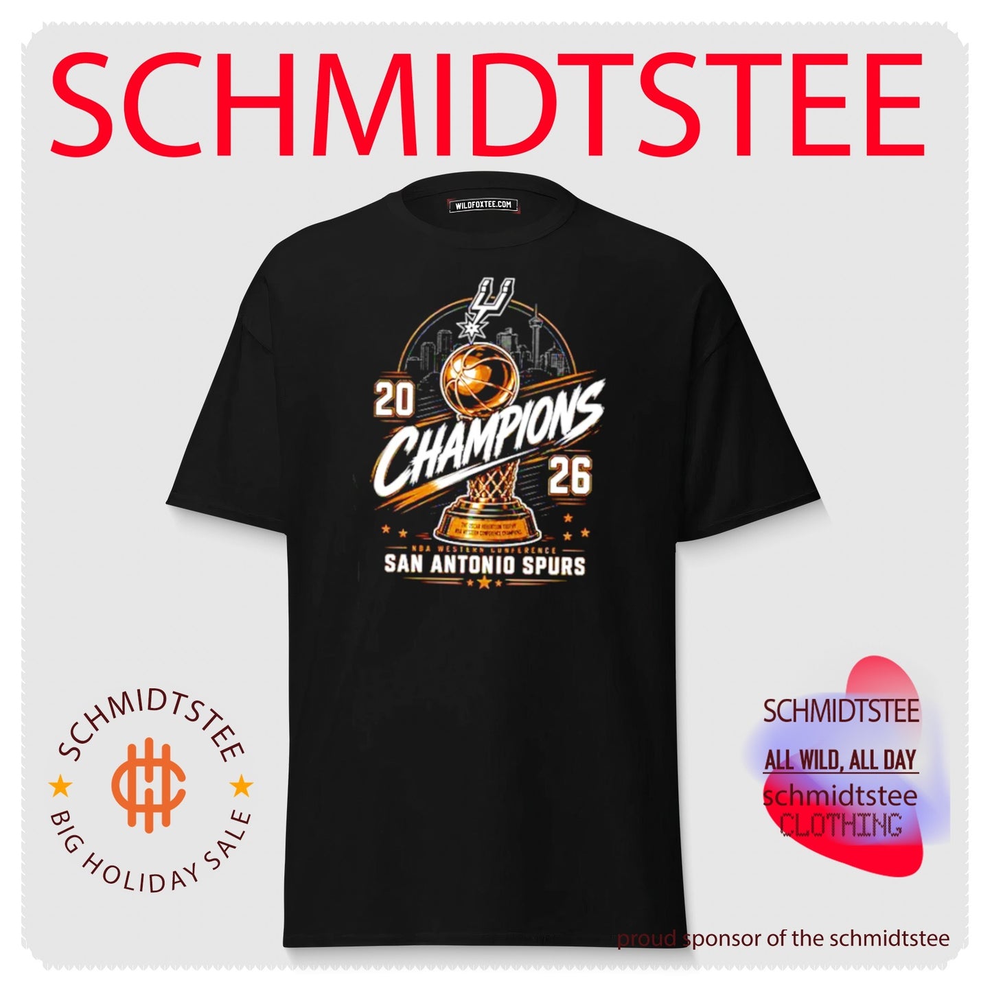 San Antonio Spurs Western Conference Champions 2026 trophy skyline shirt