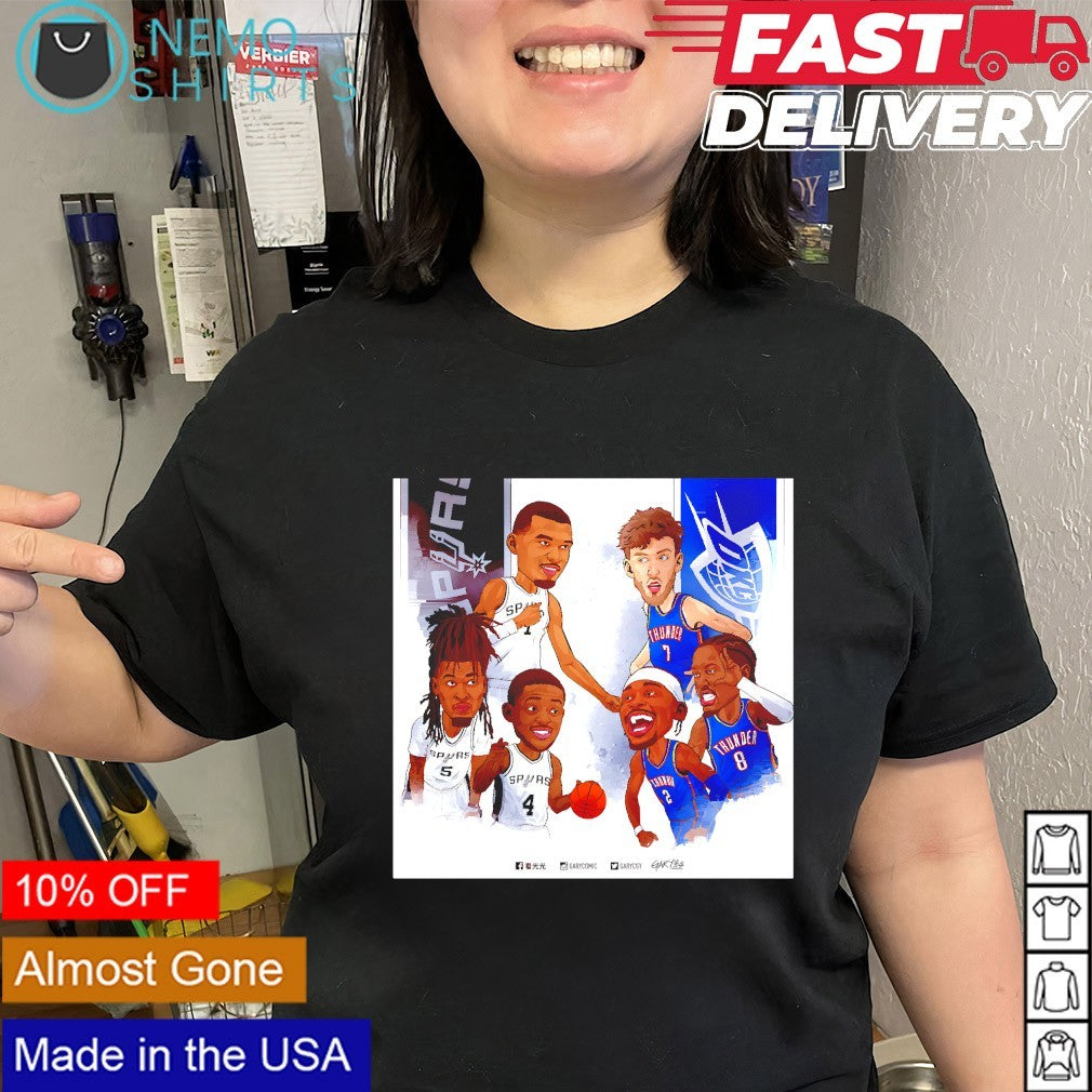 San Antonio Spurs and Oklahoma City Thunder teams machup shirt