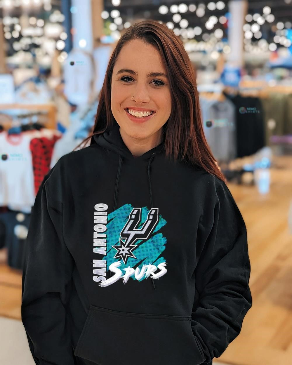 San Antonio Spurs basketball silver logo graphic shirt