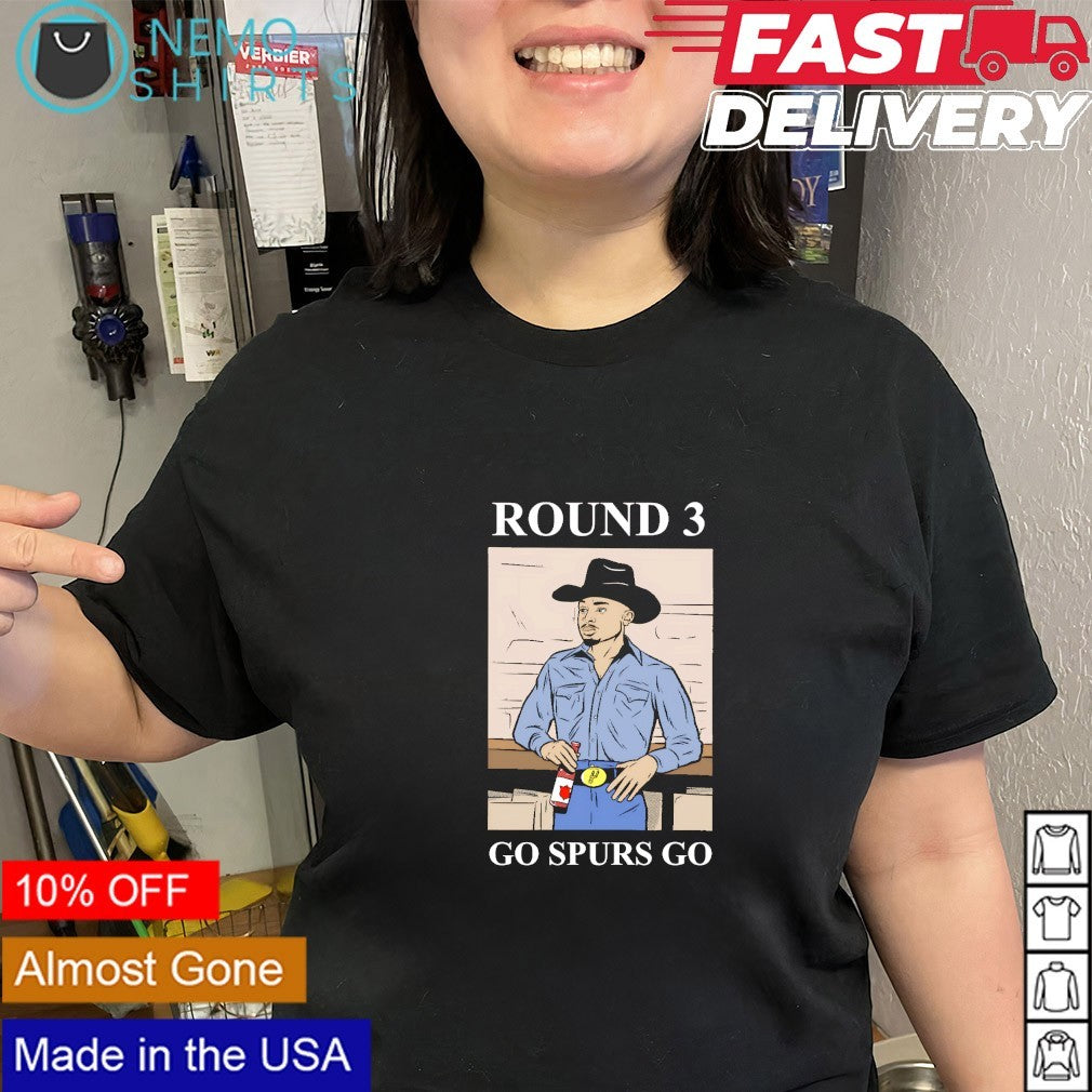 San Antonio Spurs go Spurs go Round 3 cowboy denim shirt