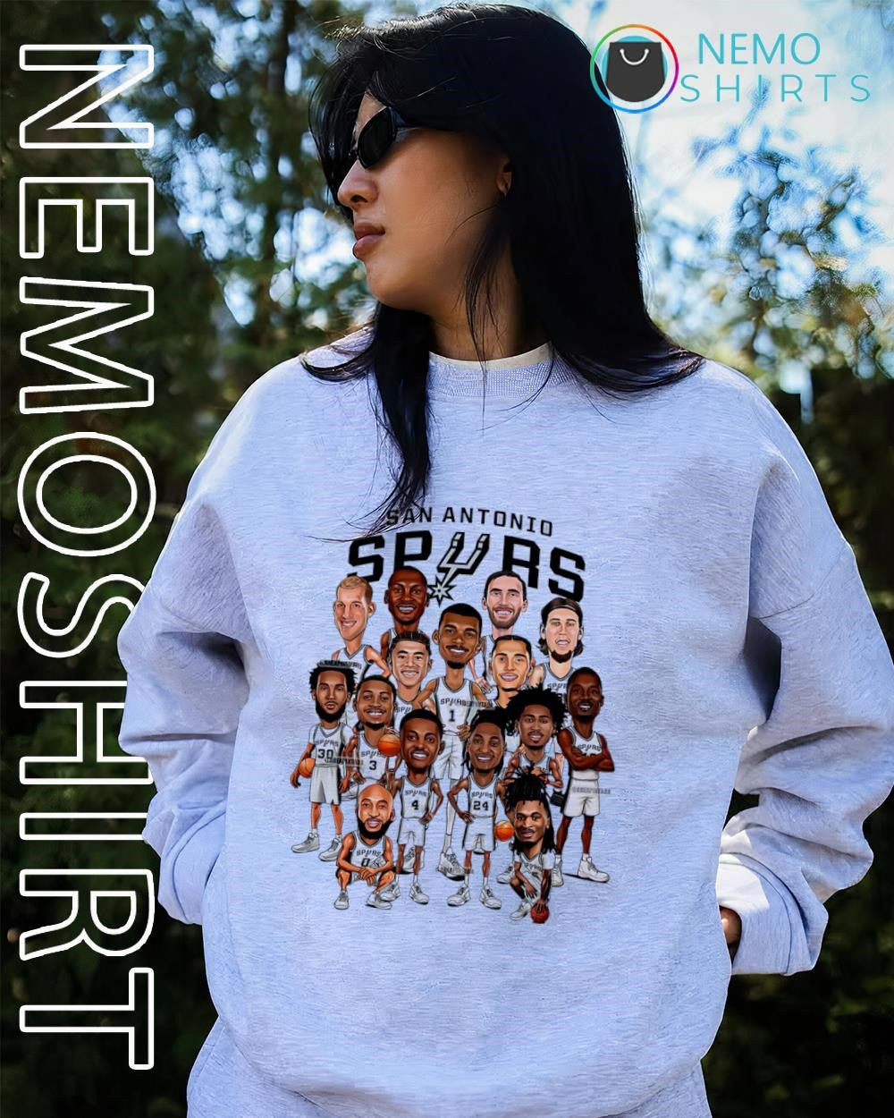 San Antonio Spurs prominent players roster caricature shirt
