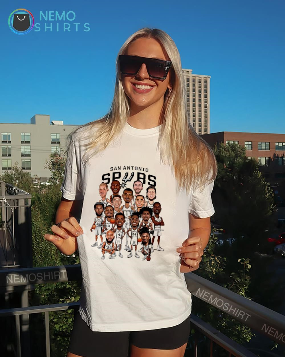 San Antonio Spurs prominent players roster caricature shirt