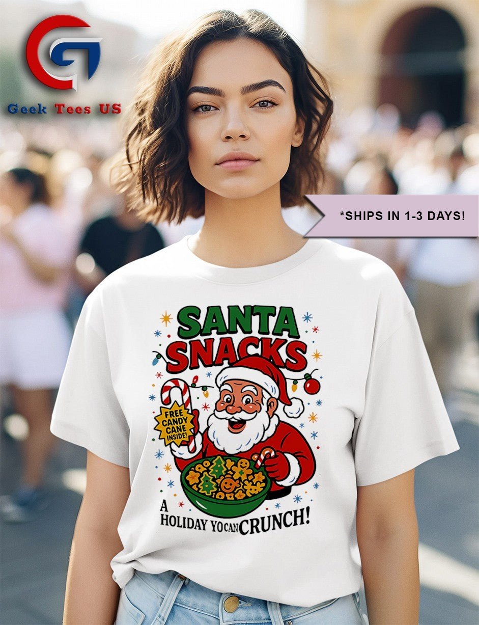 Santa Claus Santa Snacks a Holiday you can crunch ugly Christmas shirt
