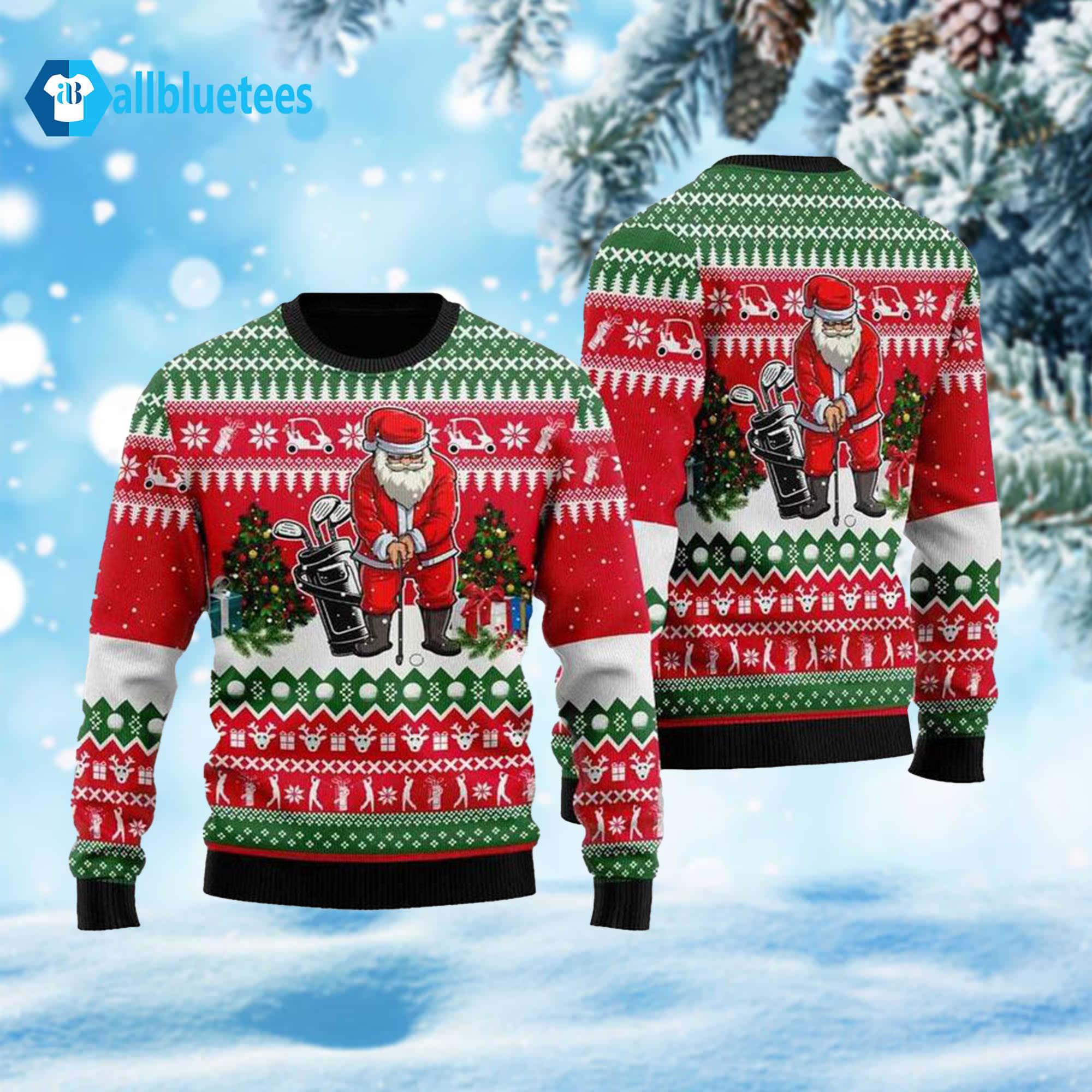 Santa Golfer Ugly Christmas Sweater