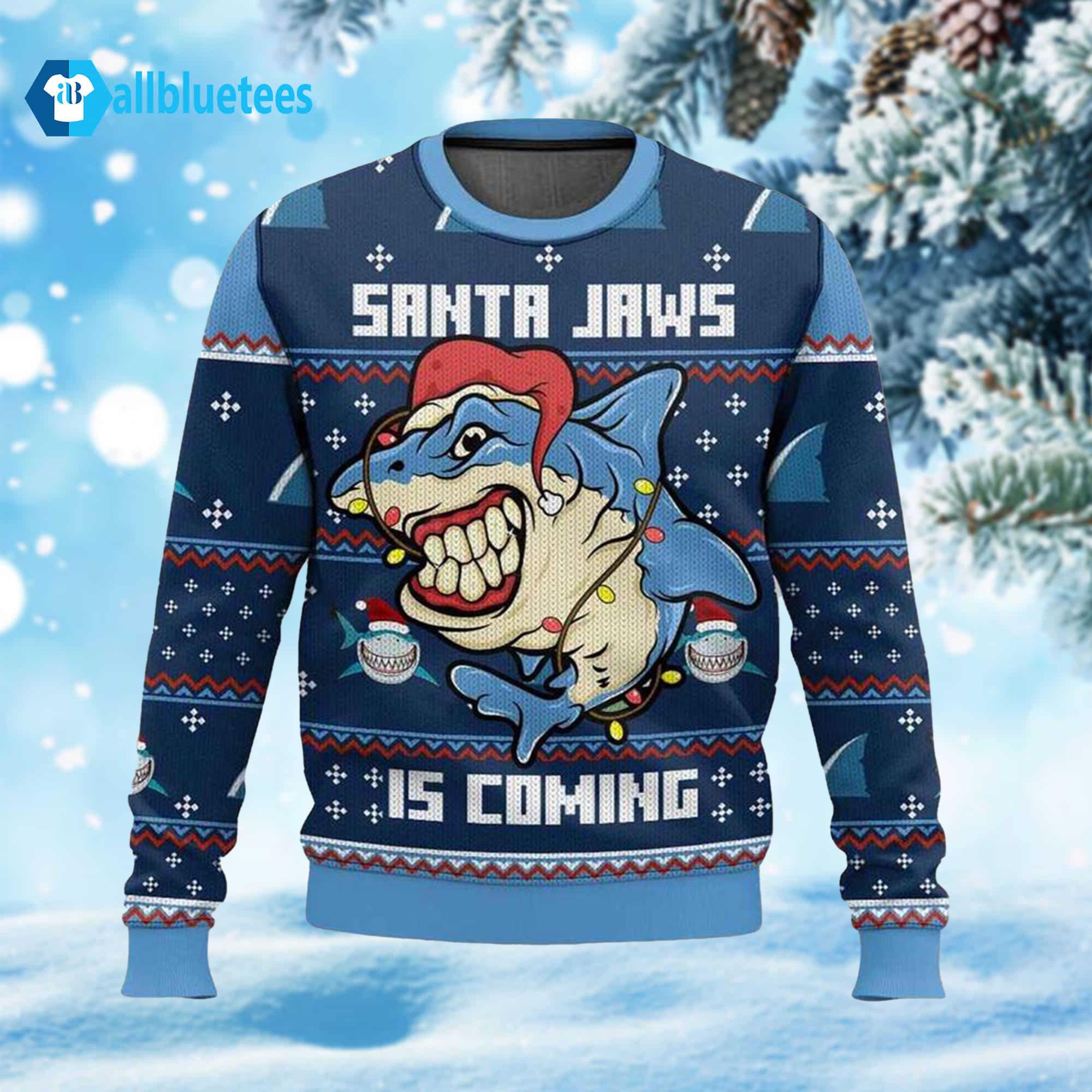 Santa Jaws Is Coming Ugly Christmas Sweater