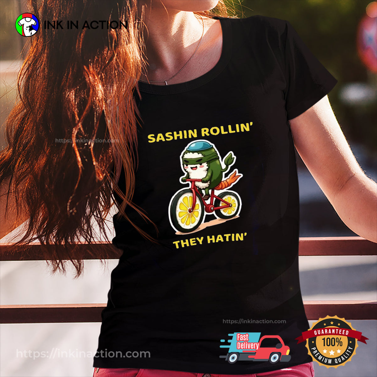 Sashin Rollin They Hatin Japanese Sushi Funny T-shirt