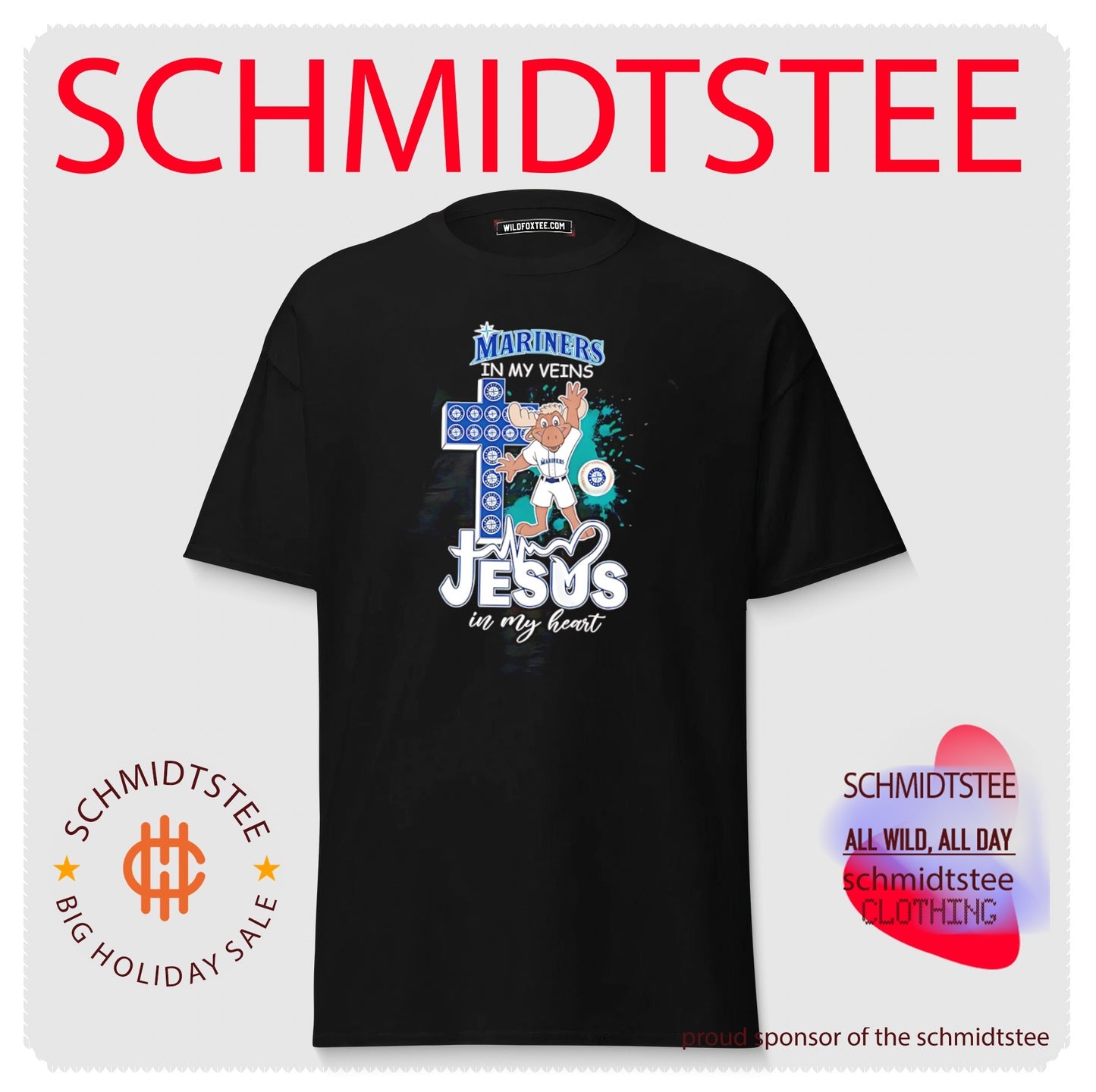 Seattle Mariners mascot Mariners in my veins cross Jesus in my heart shirt